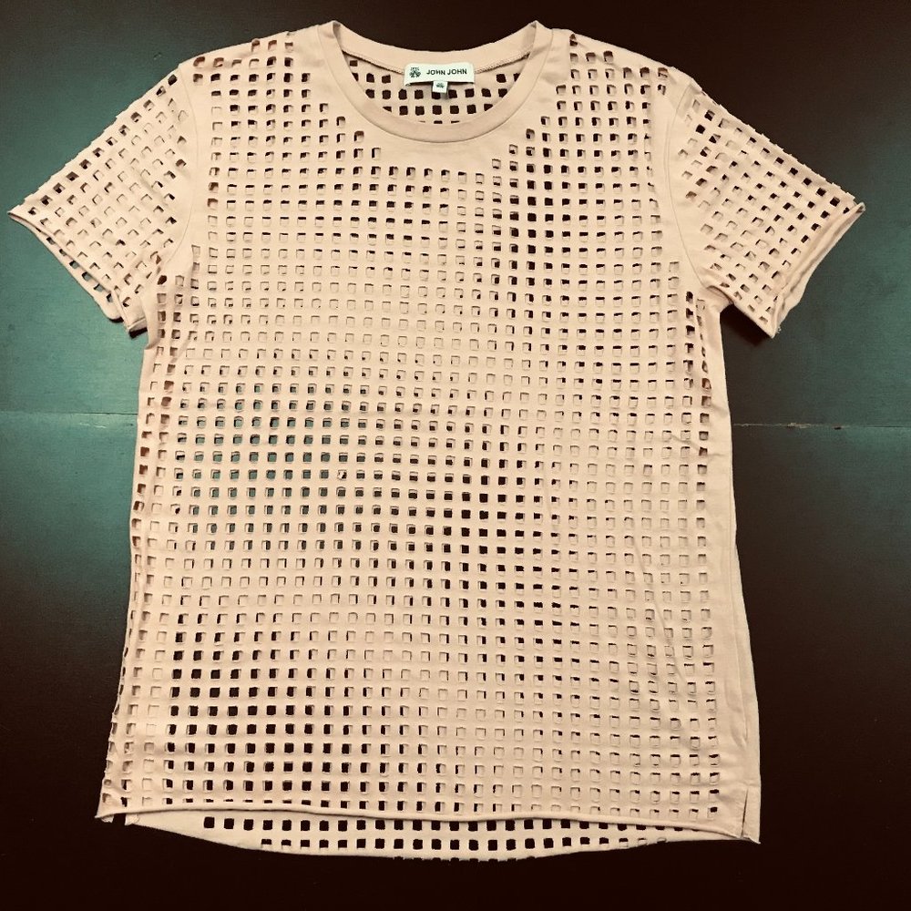 JOHN JOHN PURFURATED SS DESIGNER T-SHIRT